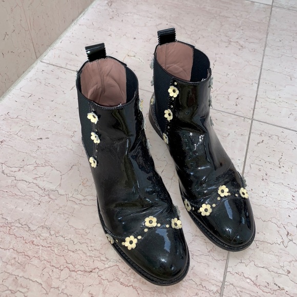 RED Valentino Patent Leather Daisy Ankle Boots - Picture 5 of 12